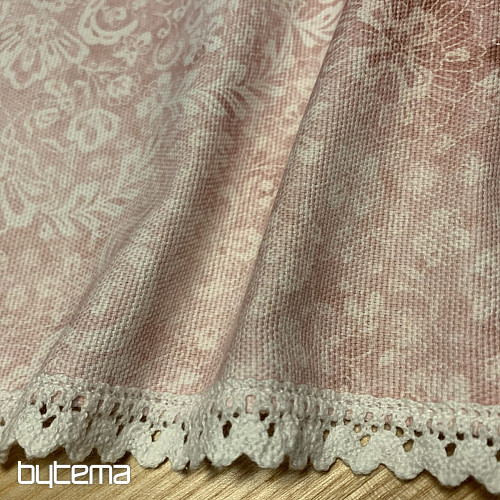 Old pink tablecloth with lace 70x70