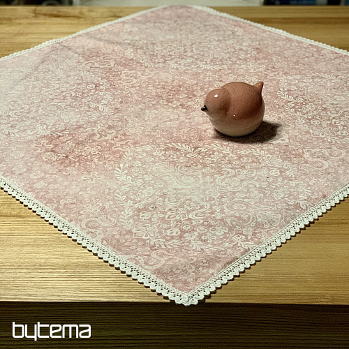 Old pink tablecloth with lace 70x70