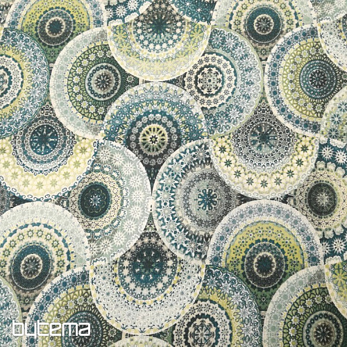 Decorative fabric MANDALA blue green