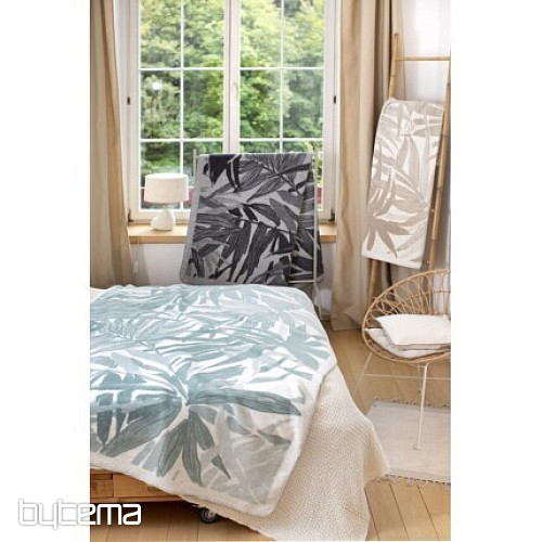 Cotton blanket BAMBOO beige leaves 2218/80