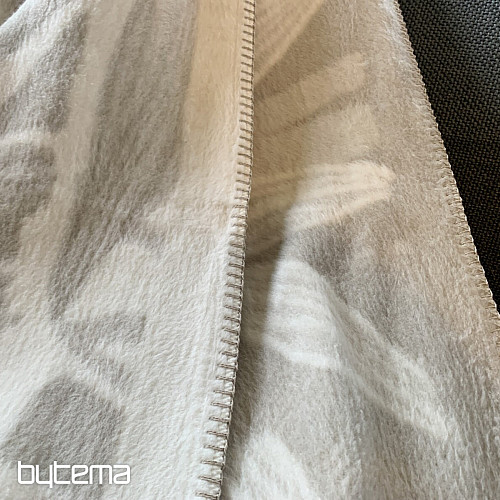 Cotton blanket BAMBOO beige leaves 2218/80