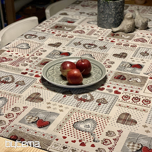 Tapestry tablecloth and scarf SRDCE NATUR II
