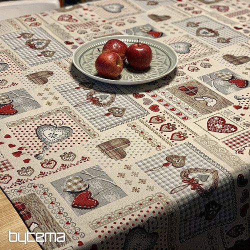 Tapestry tablecloth and scarf SRDCE NATUR II