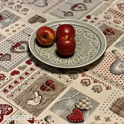 Tapestry tablecloth and scarf SRDCE NATUR II
