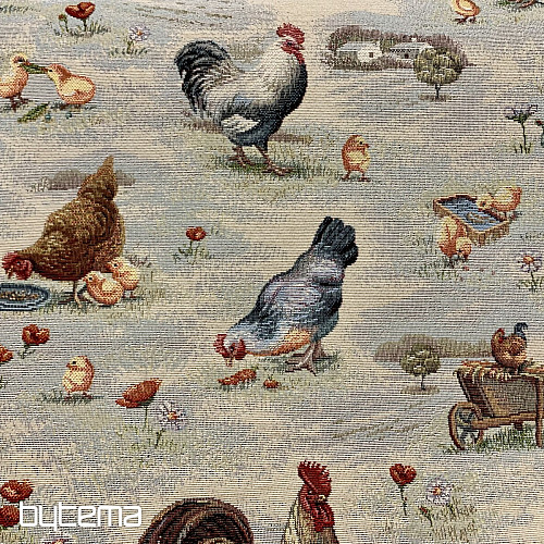 BACKYARD HEN tapestry fabric