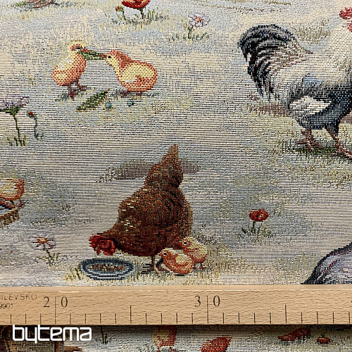 BACKYARD HEN tapestry fabric