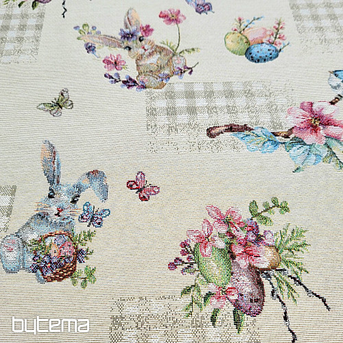 Tapestry fabric EASTER BUNNY BEIGE