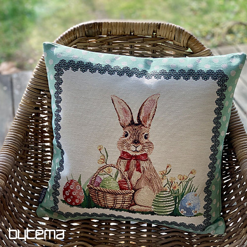 Tapestry cushion cover BARE AND EGGS WITH GREEN LACE