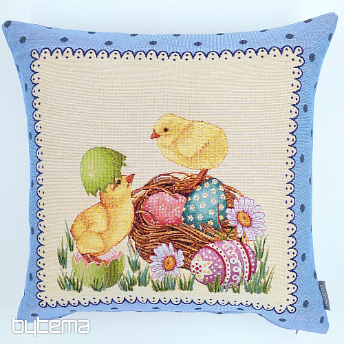 Gobelin cushion cover EASTER CHICK blue frame