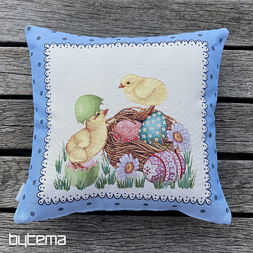 Gobelin cushion cover EASTER CHICK blue frame
