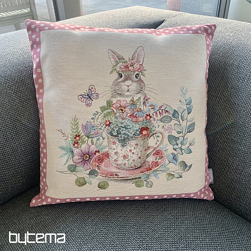Tapestry cushion cover BARE IN A MUG pink