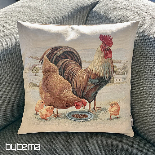 Gobelin cushion cover CHICKEN FAMILY