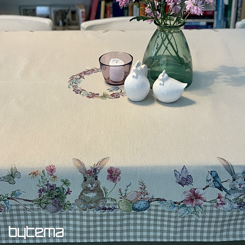 Tapestry tablecloth and scarf EASTER TIME beige check