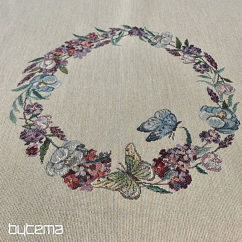 Tapestry tablecloth and scarf EASTER TIME beige check