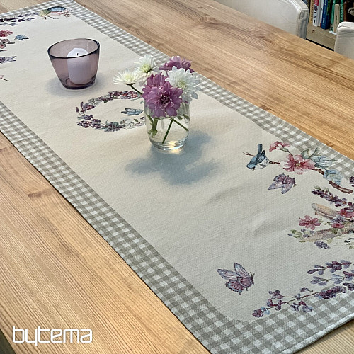Tapestry tablecloth and scarf EASTER TIME beige check