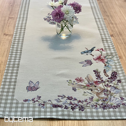 Tapestry tablecloth and scarf EASTER TIME beige check