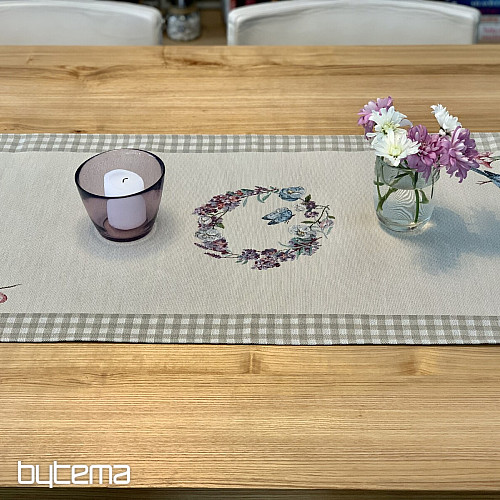 Tapestry tablecloth and scarf EASTER TIME beige check