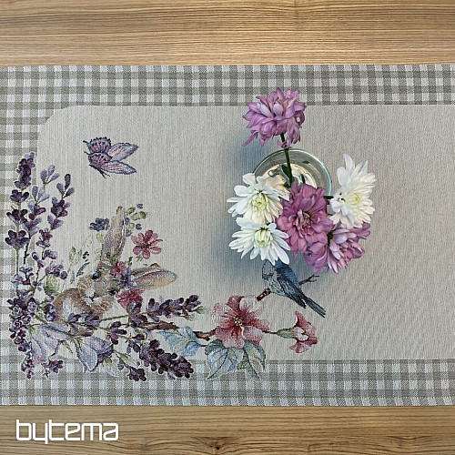 Tapestry tablecloth and scarf EASTER TIME beige check