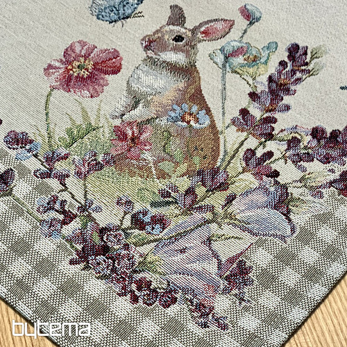 Tapestry tablecloth and scarf EASTER TIME beige check