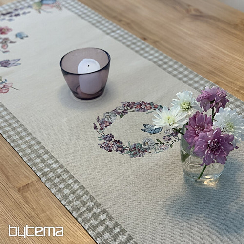 Tapestry tablecloth and scarf EASTER TIME beige check