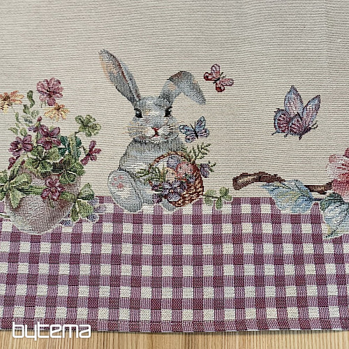 Tapestry tablecloth and scarf EASTER TIME purple check