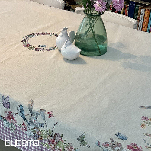 Tapestry tablecloth and scarf EASTER TIME purple check