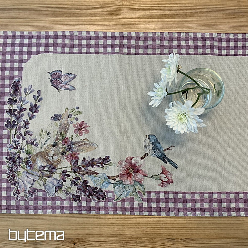 Tapestry tablecloth and scarf EASTER TIME purple check