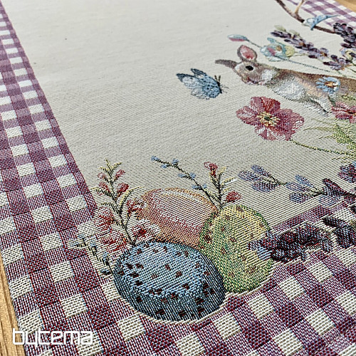 Tapestry tablecloth and scarf EASTER TIME purple check