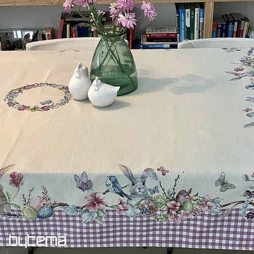 Tapestry tablecloth and scarf EASTER TIME purple check