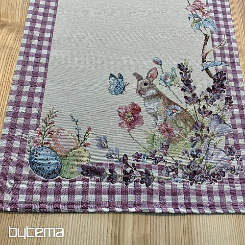 Tapestry tablecloth and scarf EASTER TIME purple check