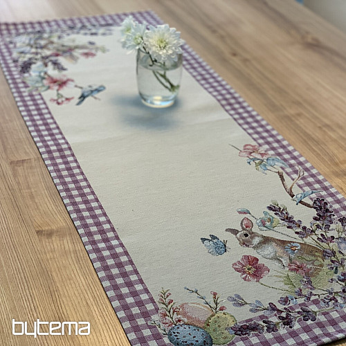 Tapestry tablecloth and scarf EASTER TIME purple check