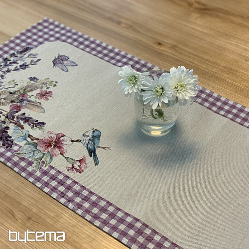 Tapestry tablecloth and scarf EASTER TIME purple check