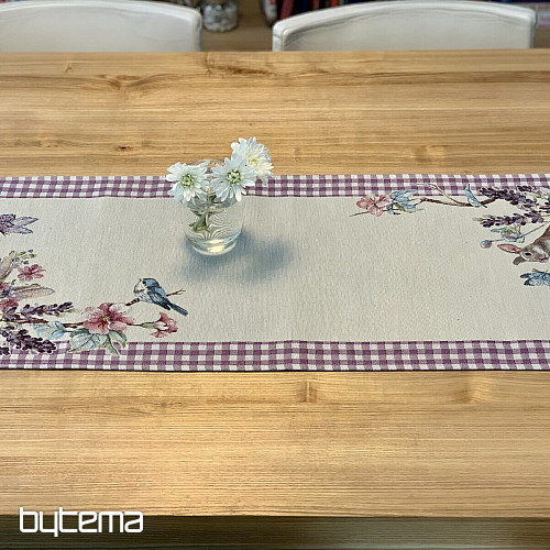 Tapestry tablecloth and scarf EASTER TIME purple check