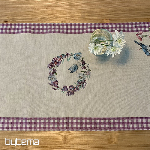 Tapestry tablecloth and scarf EASTER TIME purple check