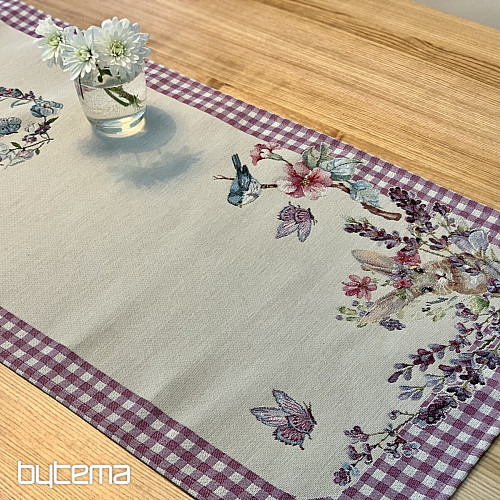 Tapestry tablecloth and scarf EASTER TIME purple check