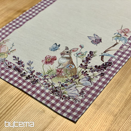 Tapestry tablecloth and scarf EASTER TIME purple check