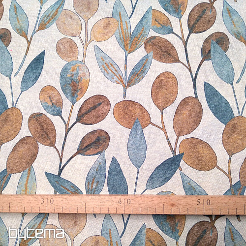 Decorative fabric LEAVES HOJAS MODRÝ