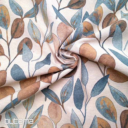 Decorative fabric LEAVES HOJAS MODRÝ