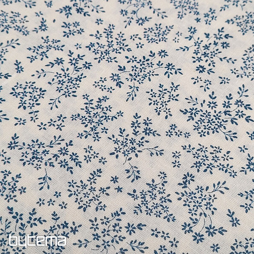 Cotton fabric PANICULATA BLUE SMALL