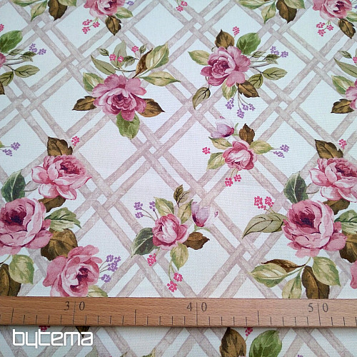Decorative fabric CASTLE ROSE GRID
