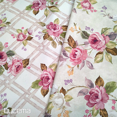 Decorative fabric CASTLE ROSE GRID