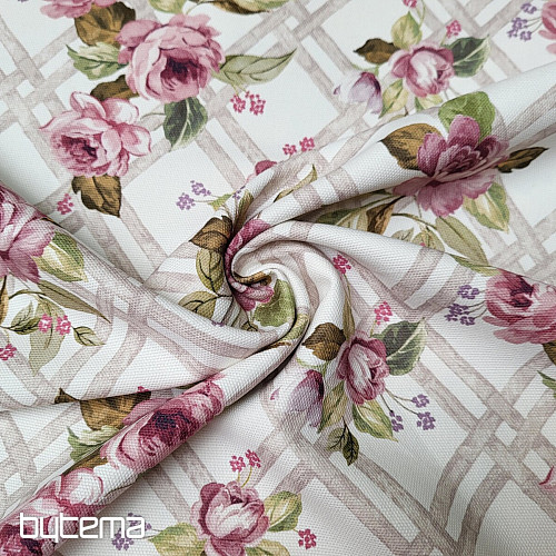 Decorative fabric CASTLE ROSE GRID