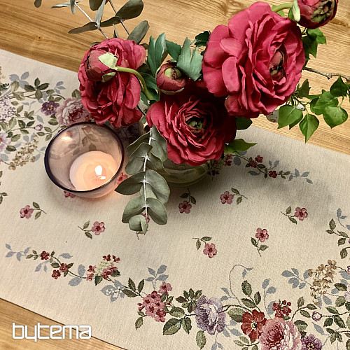 Tapestry tablecloth and scarf BORDER BOUQUET