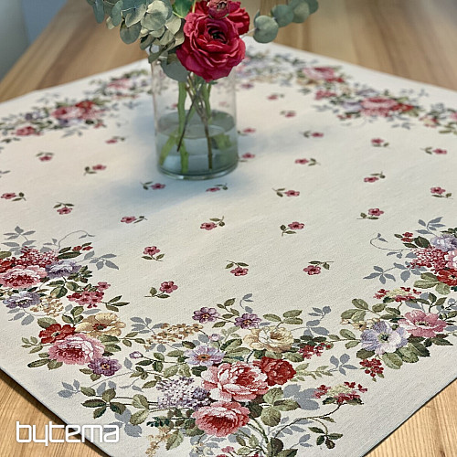 Tapestry tablecloth and scarf BORDER BOUQUET