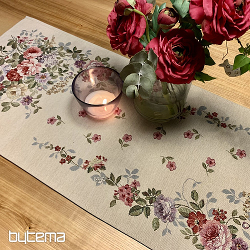 Tapestry tablecloth and scarf BORDER BOUQUET