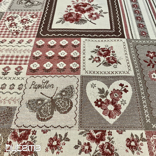 Table cloth and shawl TOSCANA VALERY PATCHWORK burgundy