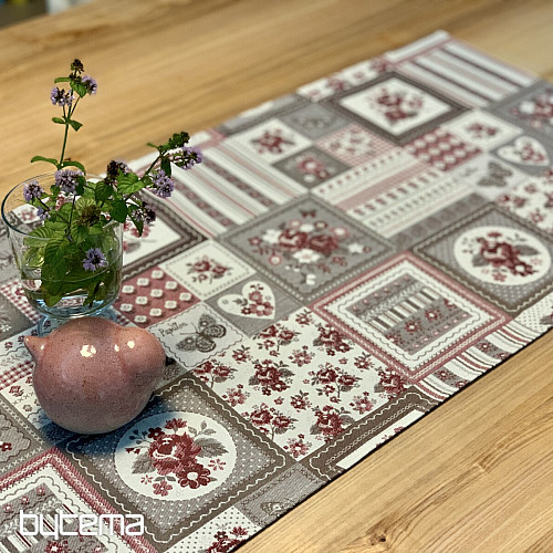 Table cloth and shawl TOSCANA VALERY PATCHWORK burgundy