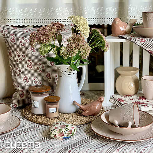 Table cloth and shawl TOSCANA VALERY PATCHWORK burgundy