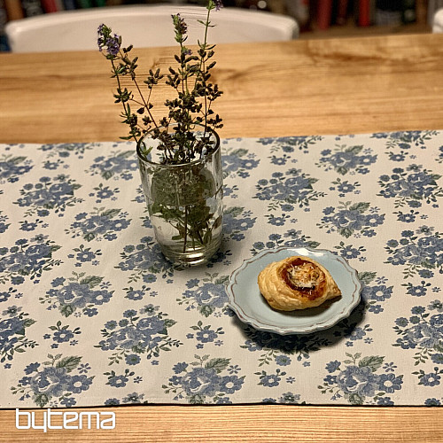 Tablecloth and shawl TOSCANA VALERY blue flower