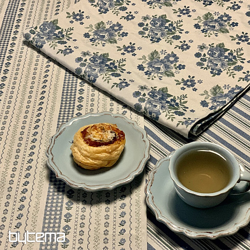 Tablecloth and scarf TOSCANA VALERY MULTI STRIPE blue